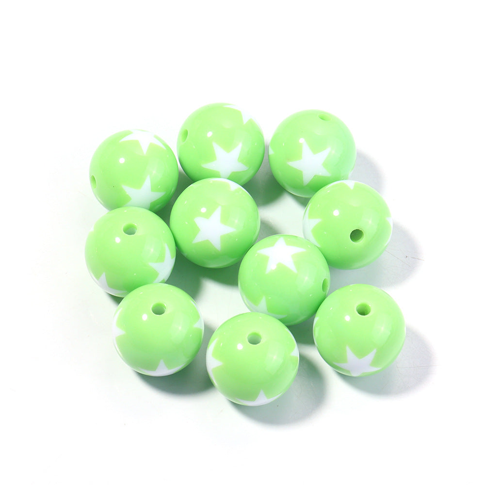 Wholesale 20pcs Painted double-sided heart-shaped pentagram Acrylic Beads