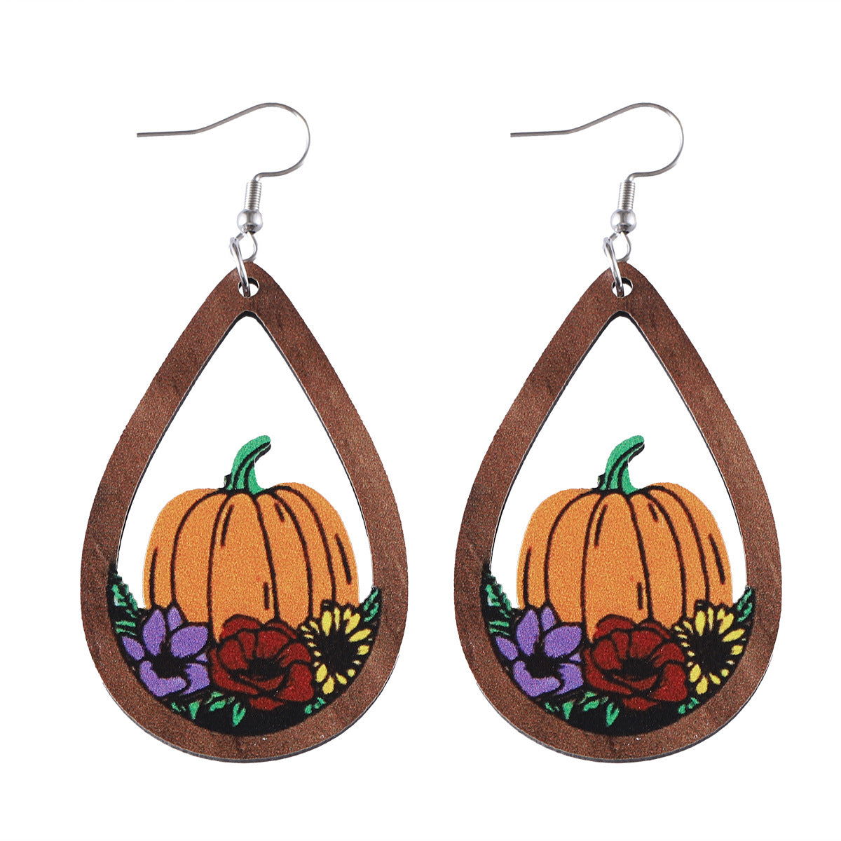 Wholesale Autumn Harvest Thanksgiving  Double-Sided Wooden Earrings