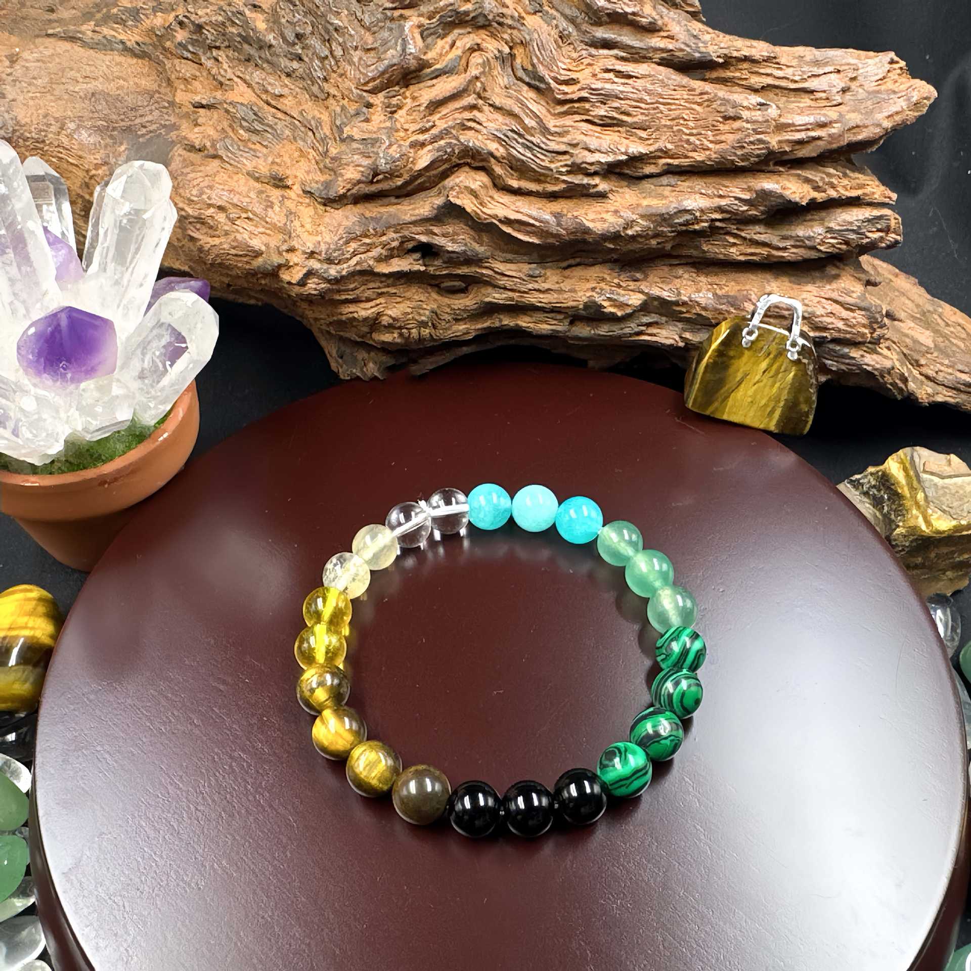 Wholesale Green Aventurine,  Yellow Crystal,  Malachite,  Tiger Eye Bracelet