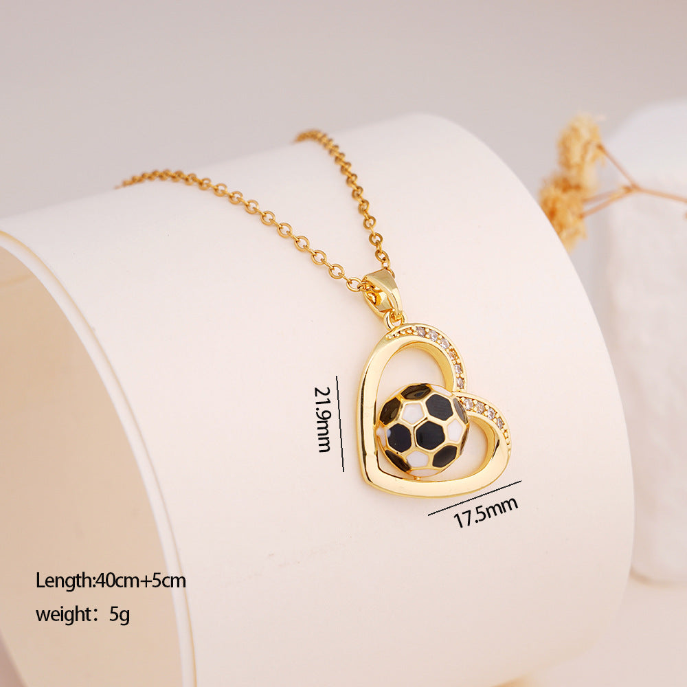 Wholesale Football Necklace Light Luxury Clavicle Chain with Heart