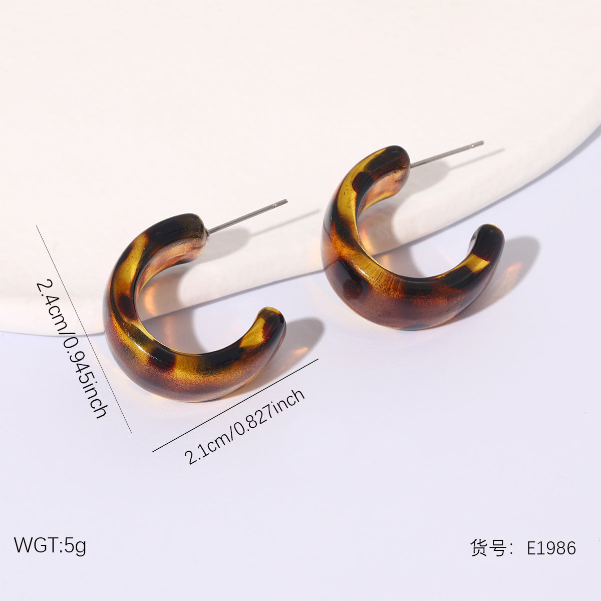 Wholesale Amber-colored stainless steel stud earrings