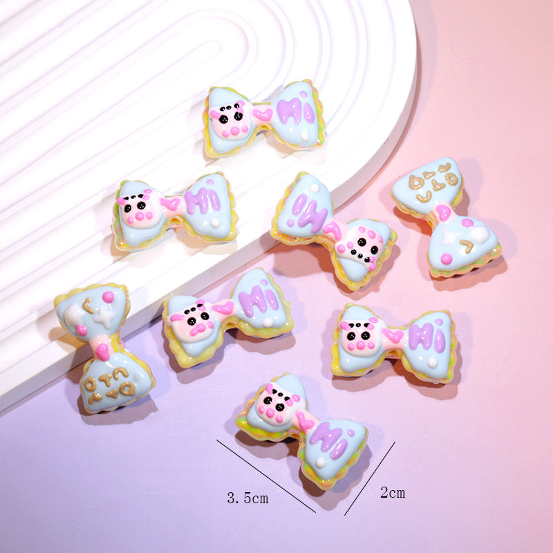 Wholesale Cute cartoon heavy oil double-sided hand-painted bow acrylic beads