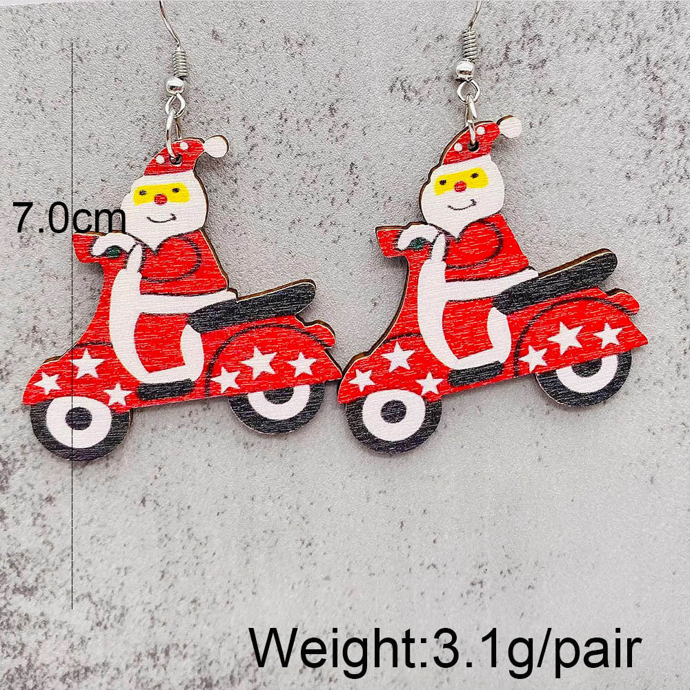 Wholesale Christmas Earrings Elk Christmas Tree Snowman Santa Claus Wooden Earrings
