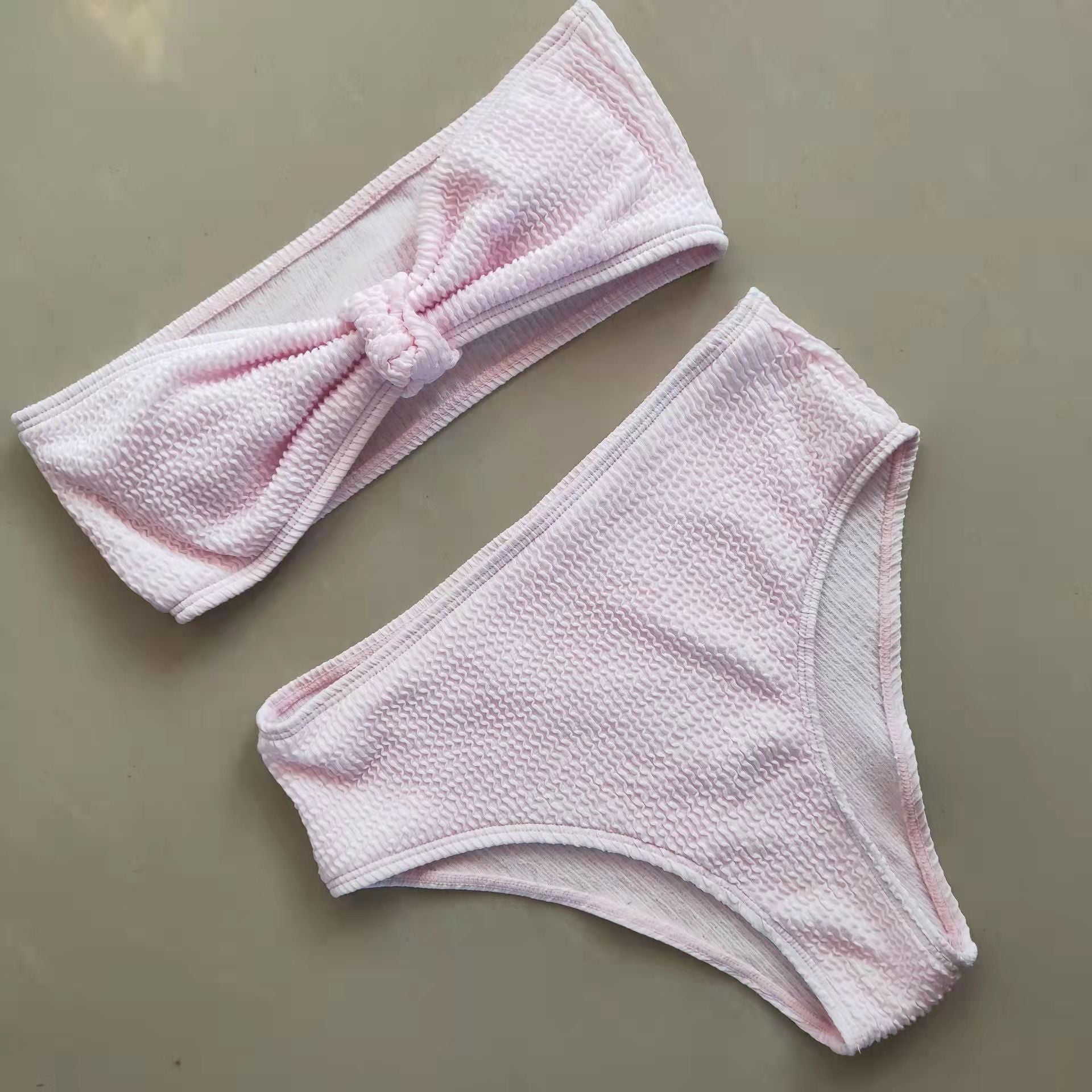 Wholesale Tube Top Split Wavy Fabric High Waist Swimwear