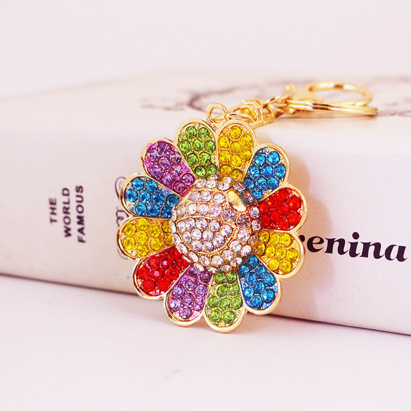 Wholesale Colorful Sunflower Alloy Keychain