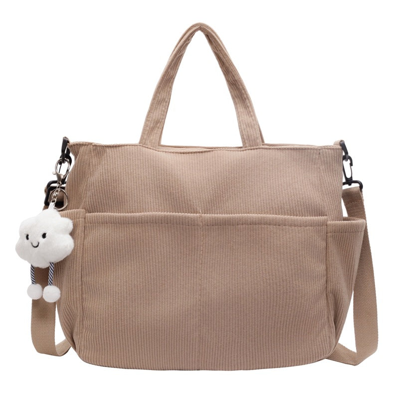 Wholesale Corduroy Tote Extra Large Capacity Student Class Commuter Versatile Shoulder Bags
