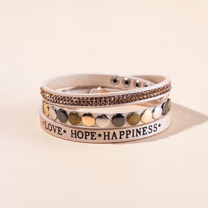 Wholesale Punk style magnetic buckle multi-layer wristband Layered Bracelet Set