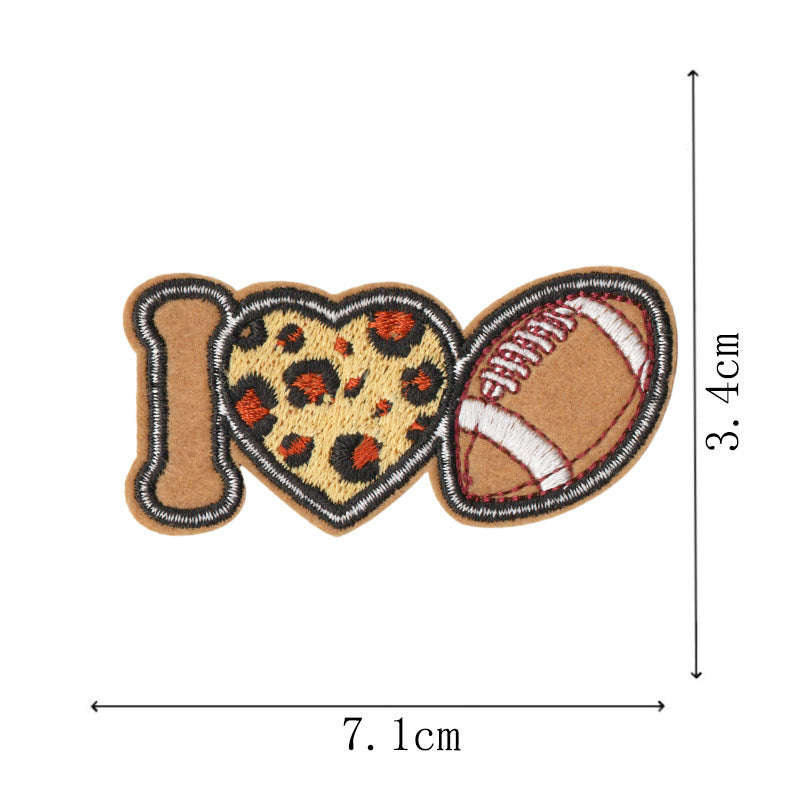 Wholesale Leopard Print Cartoon Football Embroidered Patches 9 Pcs Decorative Towel Sewing Accessory