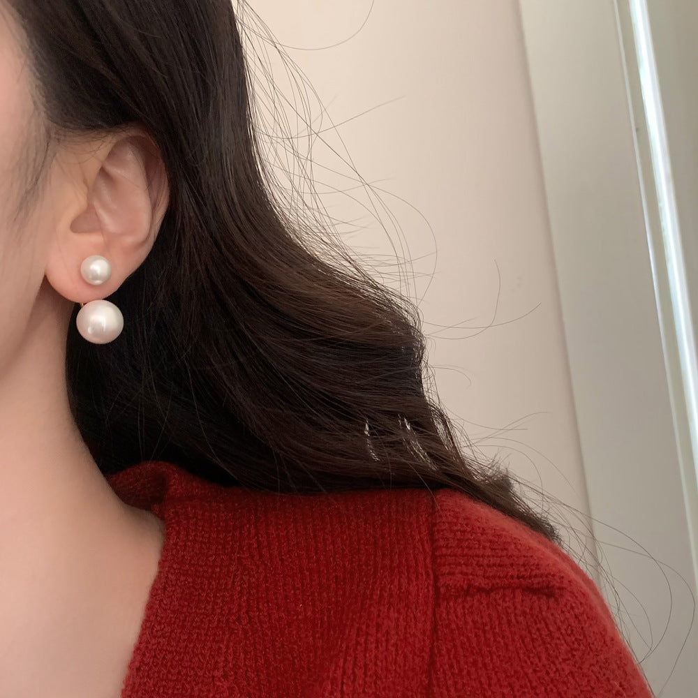 Wholesale Retro Front and Back Large and Small Beads One Style Two-wear Versatile Earrings