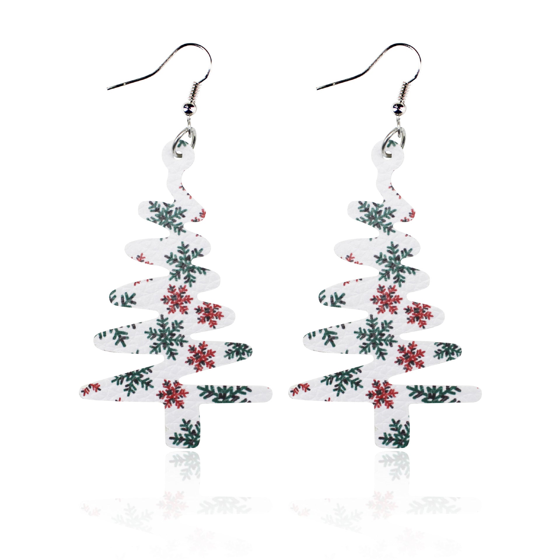 Wholesale Christmas Tree Snowflake Leather Earrings