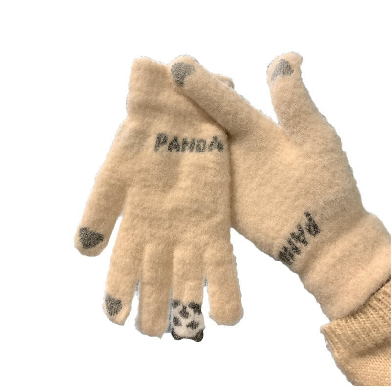 Wholesale Woolen Touch Screen Autumn and Winter Cycling Thickened Cold-proof Knitted Gloves