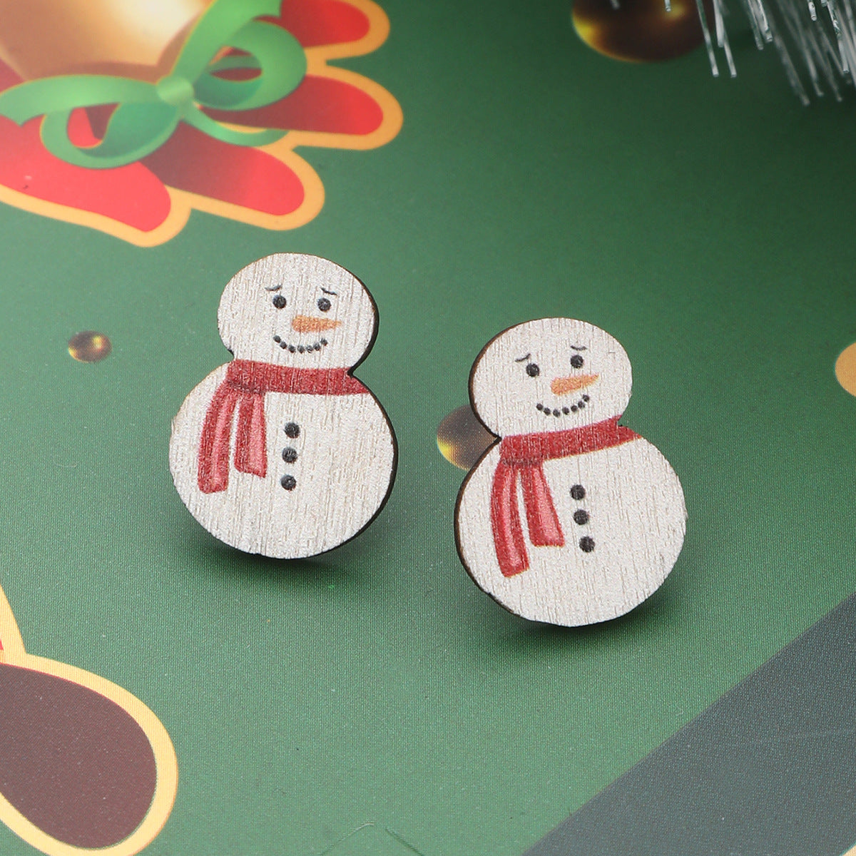 Wholesale Christmas Snowman Christmas Tree Socks Snowflakes Cute Wooden Earrings