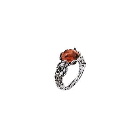 Wholesale Silver teardrop amber stone beeswax inlaid flower ring