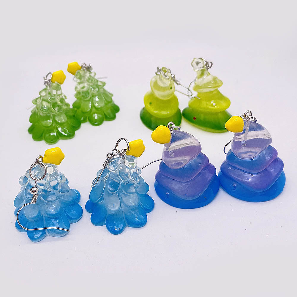 Wholesale Christmas 3D Three-dimensional Christmas Tree Snowman Resin Earrings