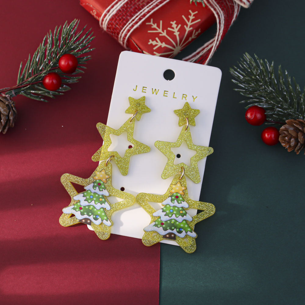 Wholesale Colorful Stars Christmas Acrylic Earrings