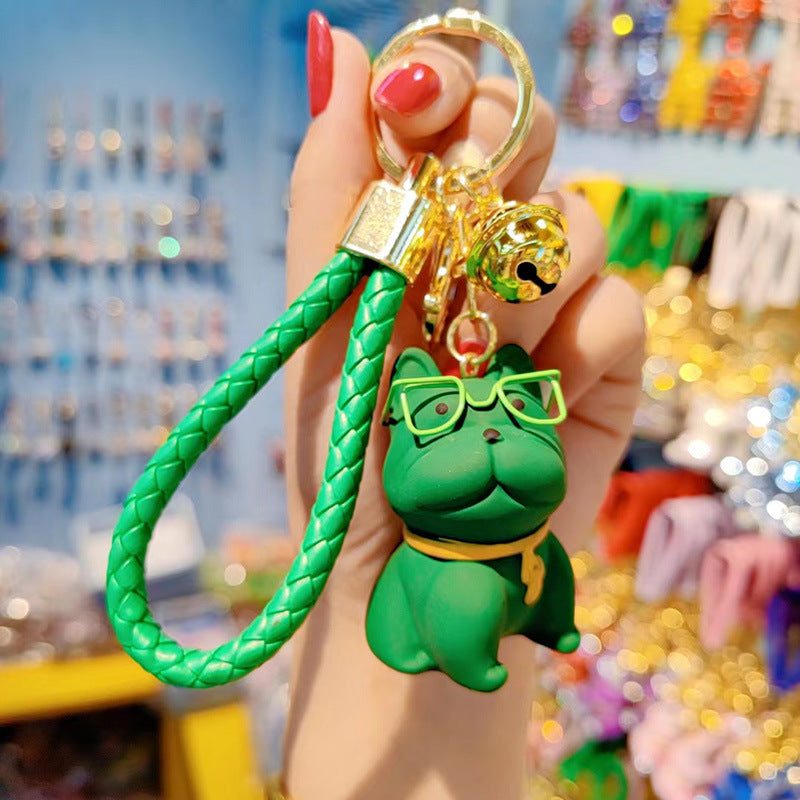 Wholesale Resin Glasses French Fighting Dog Keychains