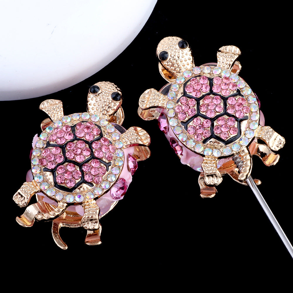 Wholesale Heavy Industry Full Diamond Double-sided Turtle Can Wear Straight Hole Beads DIY Accessories