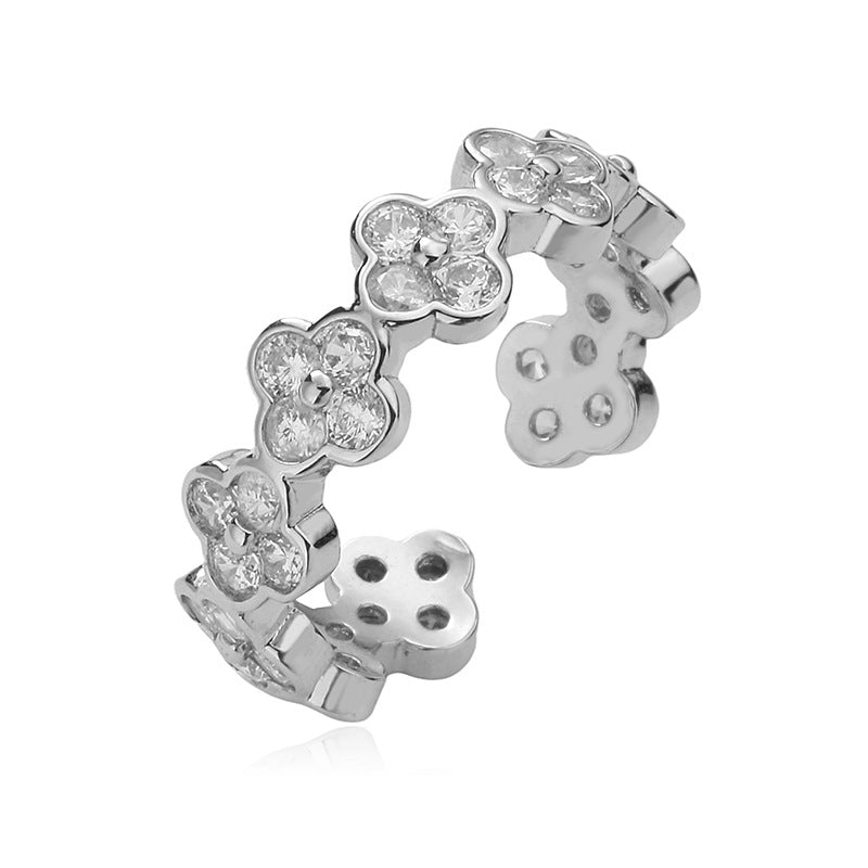 Wholesale Luxury Four-leaf Clover Opening Adjustable Ring