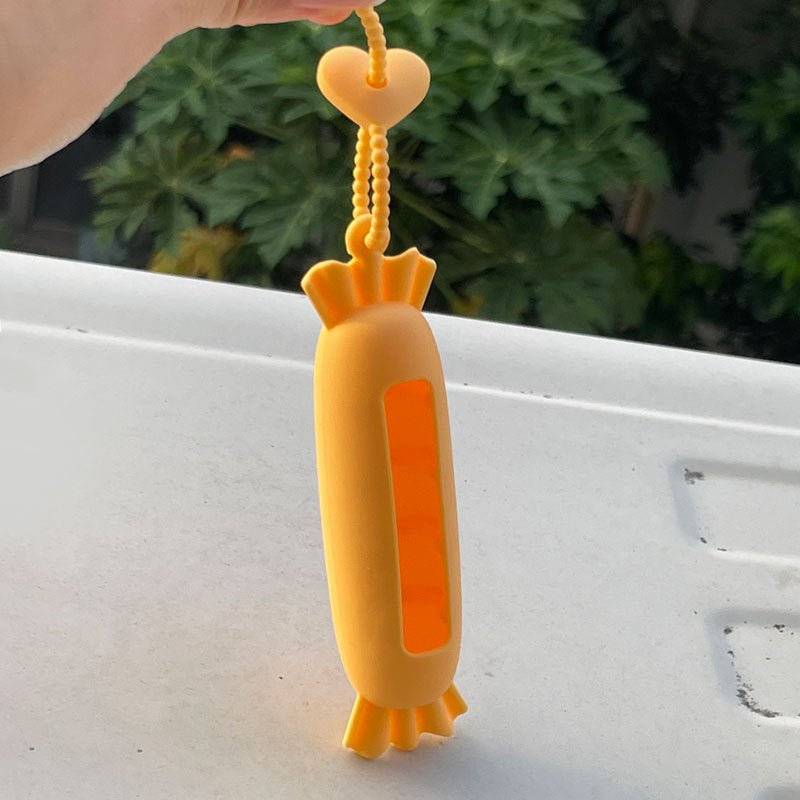 Wholesale Lipstick case silicone protective case bow lipstick bag keychain