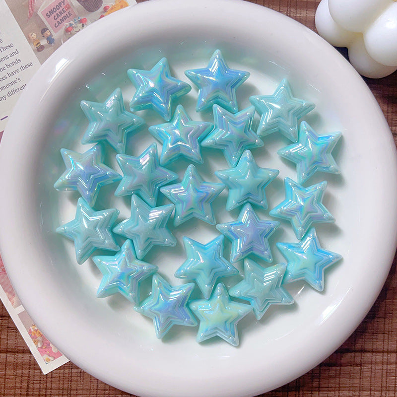 Wholesale 10pcs Color-plated UV Five-pointed Star  Acrylic Beads
