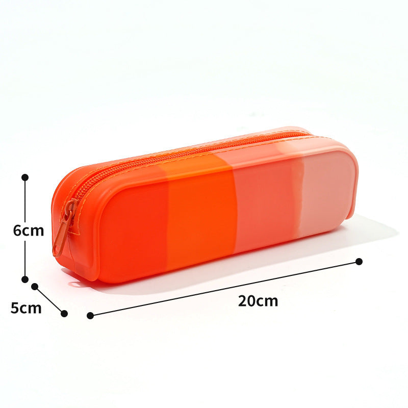 Soft Silicone Gradient Color Rectangular Silicone Pencil Case