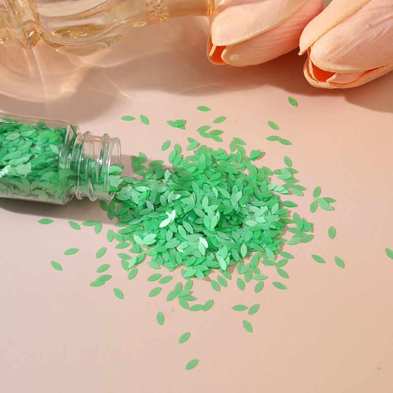 Wholesale Diy Material Green Leaves Eyes Leaves Flow Hemp Leaves Sequins Drip Glue Handmade Quicksand Decoration