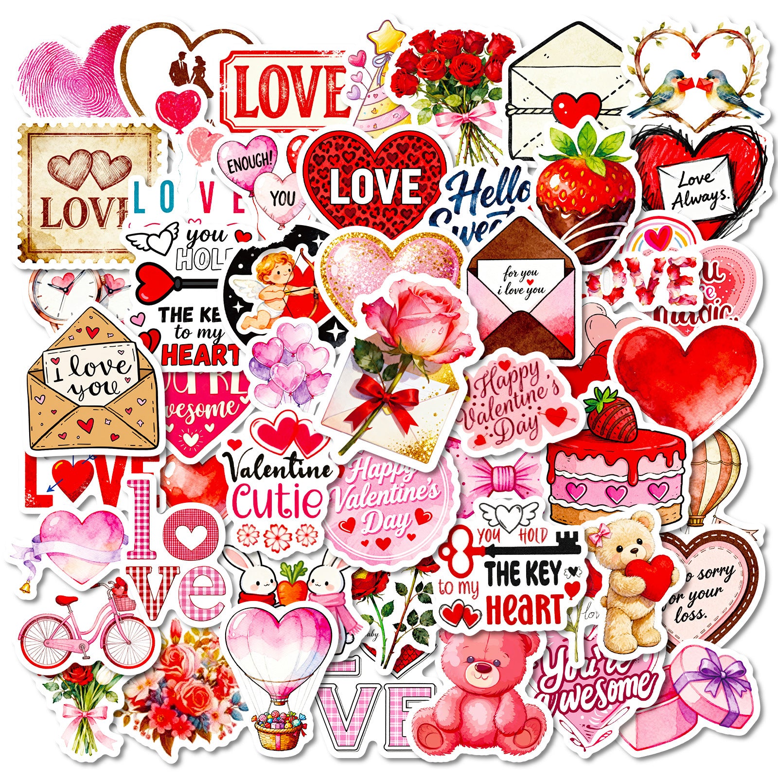 Wholesale 56pcs Valentine' s Day series graffiti stickers