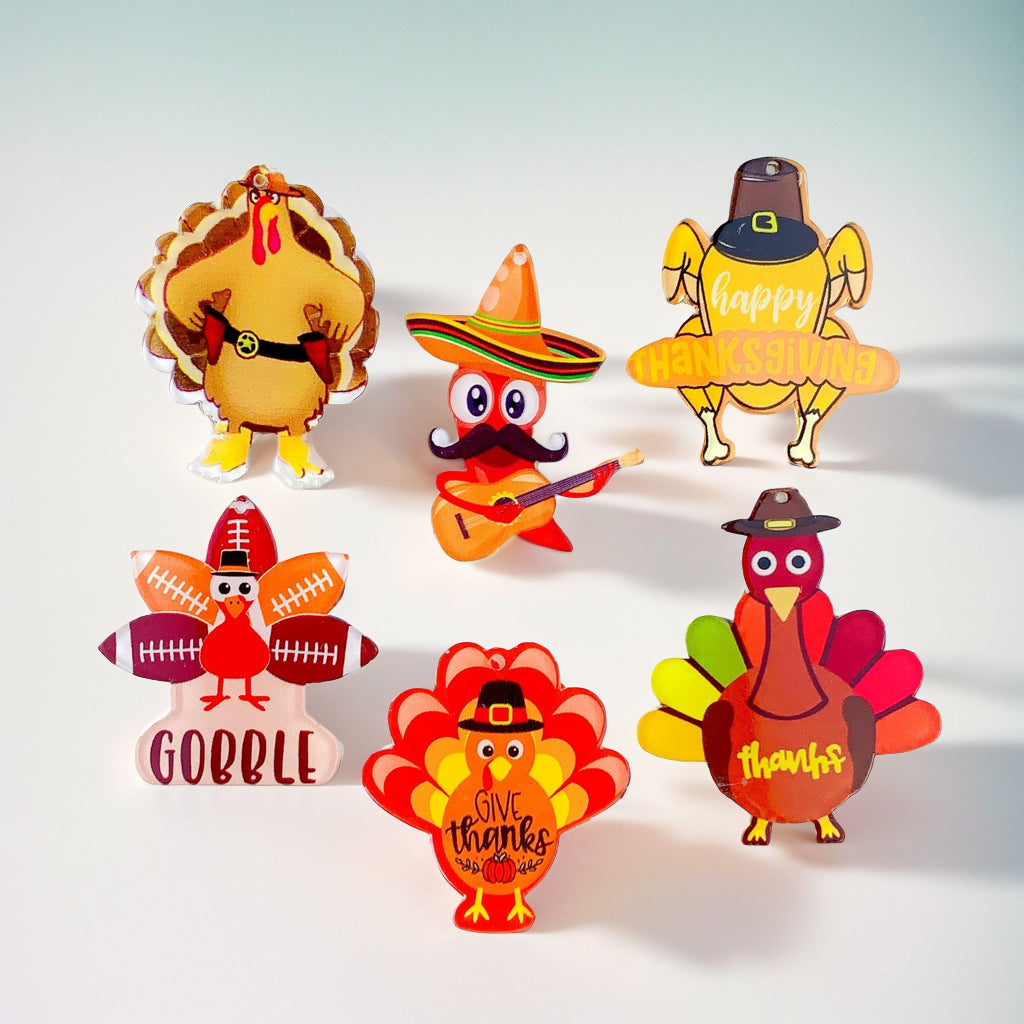 Wholesale 30pcs Acrylic Carnival Thanksgiving Turkey Earrings DIY Accessories