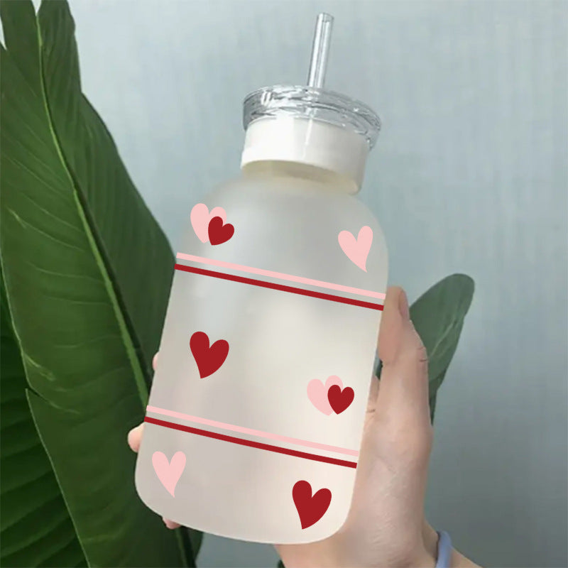 Wholesale Pink Cartoon Heart Valentine' s Day 16oz Cup UV DTF Wraps