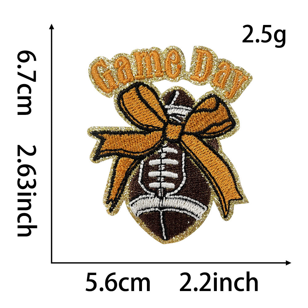 Wholesale Chic Gameday Football Embroidered Patch With Olive Ball Design Iron On DIY Fashion Accessory