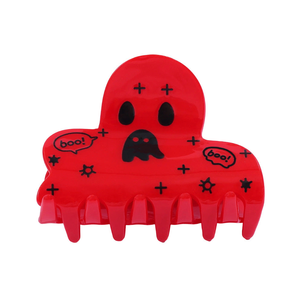 Wholesale Dark  Ghost Acrylic Hair Claw Clip Cartoon Rhinestone Print Hair Accessory For Girls Trendy Party Gift Boutique Resale