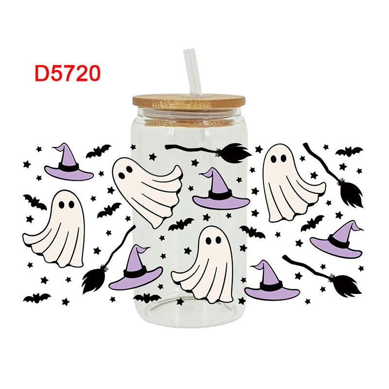 Wholesale Pumpkin Ghost Skeleton Halloween 16oz Cup UV DTF Wraps