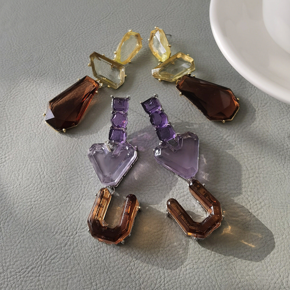Wholesale Geometric Love Irregular Resin Earrings