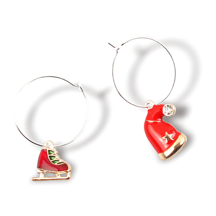 Wholesale Christmas Party Christmas Tree Metal Wine Cup Rings