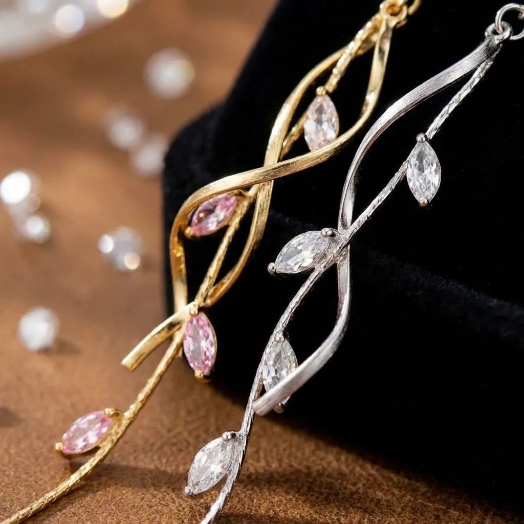 Wholesale Modern Twisted Rhinestone Tassel Earrings For Women Zinc Alloy Party Wear Jewelry Accessory