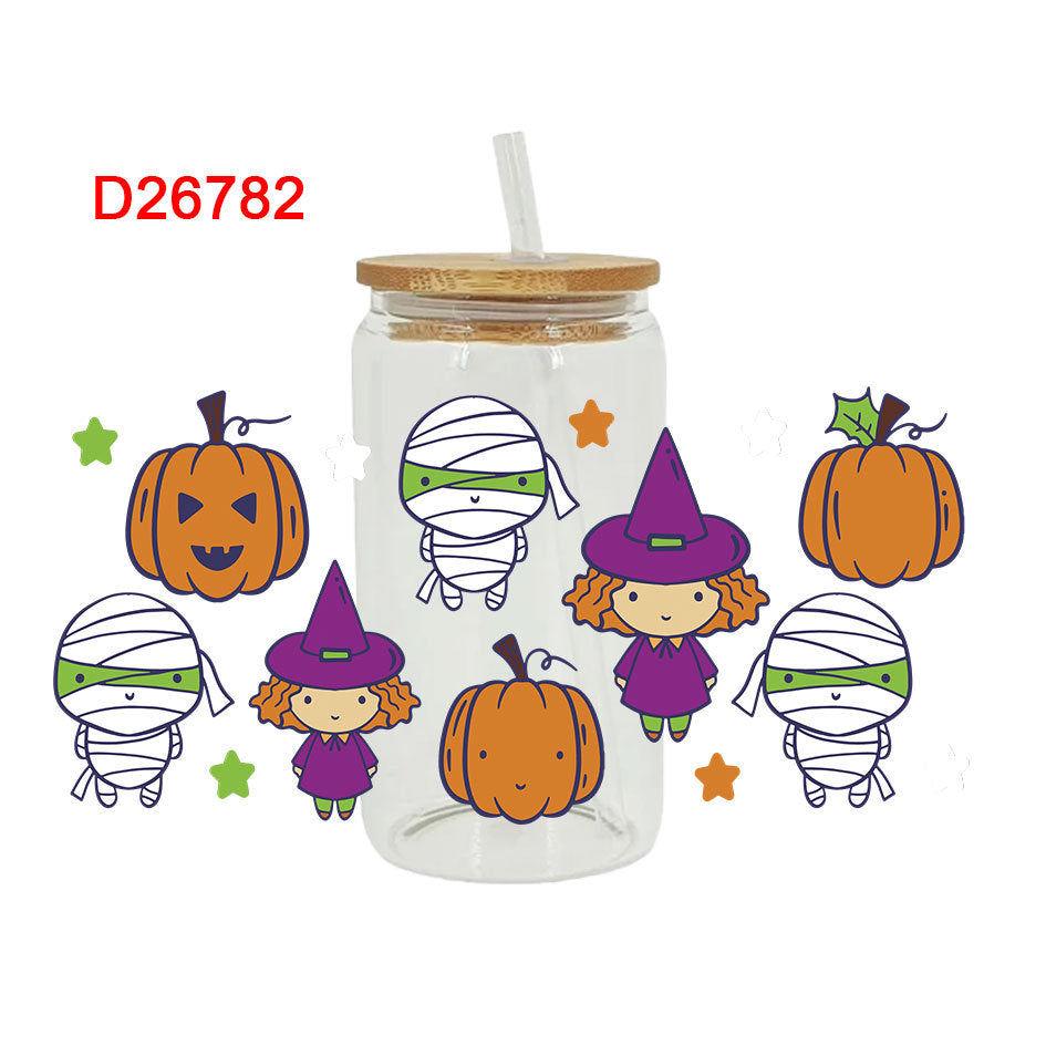 Wholesale Pumpkin Ghost Witch Halloween 16oz Cup UV DTF Wraps