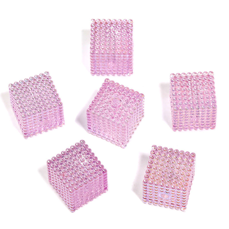 Wholesale 100pcs 16mm Acrylic Transparent Color Square Bead