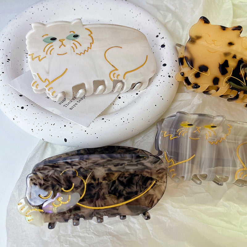 Wholesale Tortoiseshell Siamese Orange Cat Acetate Hairpin Catch