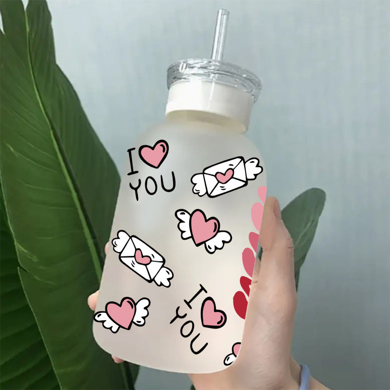 Wholesale Cute Pink Cartoon The Loving Ghost 16oz Cup UV DTF Wraps