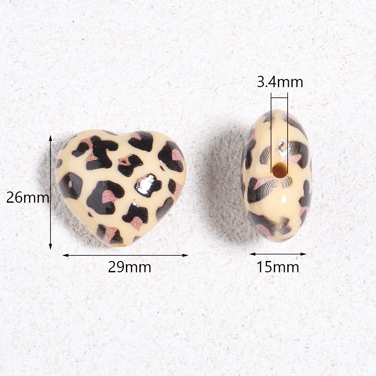 Wholesale 10pcs Colorful leopard print love acrylic beads