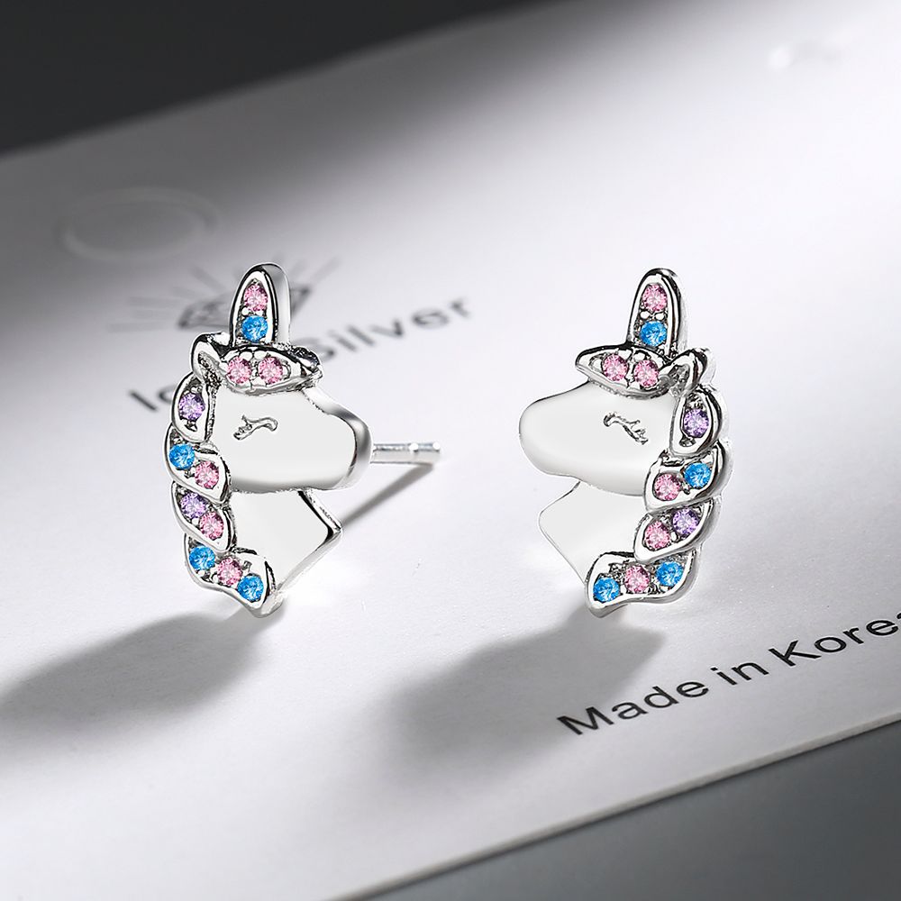 Pendientes de cobre de arco iris unicornio al por mayor