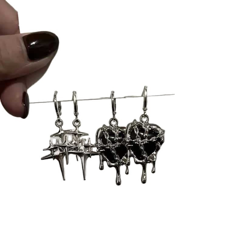 Wholesale Gothic liquid heart-shaped pendant earrings