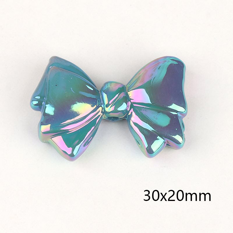 Wholesale 2PCS Acrylic Color Plated Double-sided Three-dimensional Bow Beads