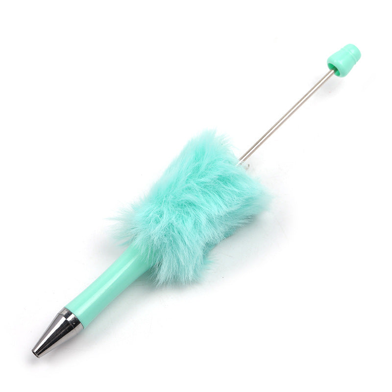 Wholesale 5pcs Creative DIY Plush Multi colored Ball Beads Plastic Rotating Ballpoint Pen