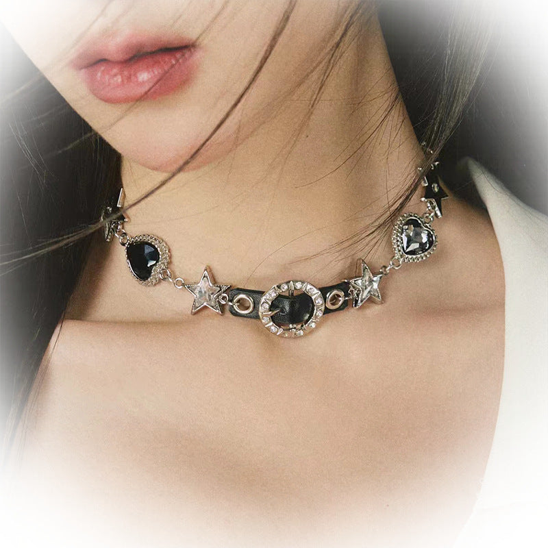 Wholesale Black Diamond Punk Spice Girl Subculture Titanium Steel Necklaces