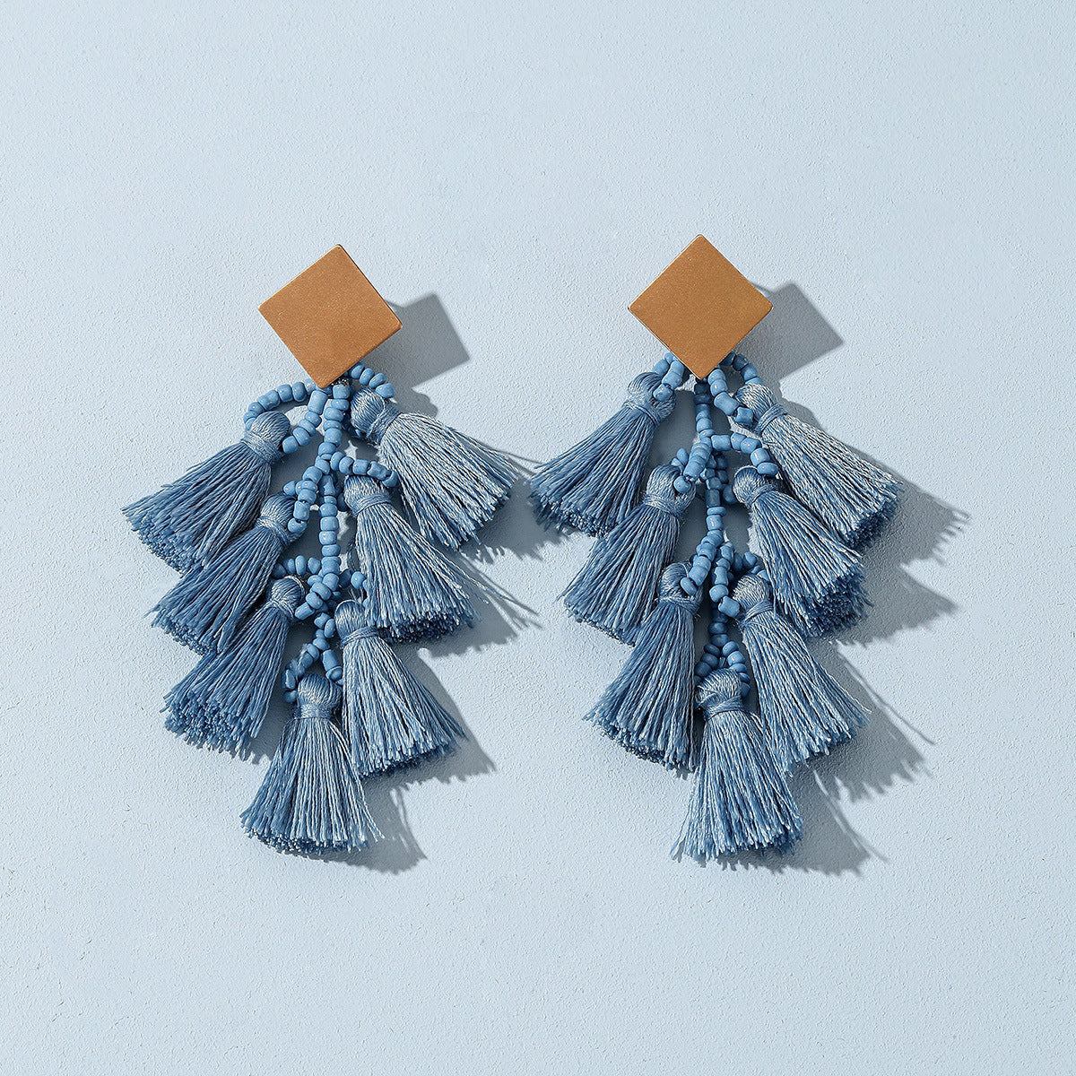 Wholesale Rice Beads Tassel Fabric Earrings