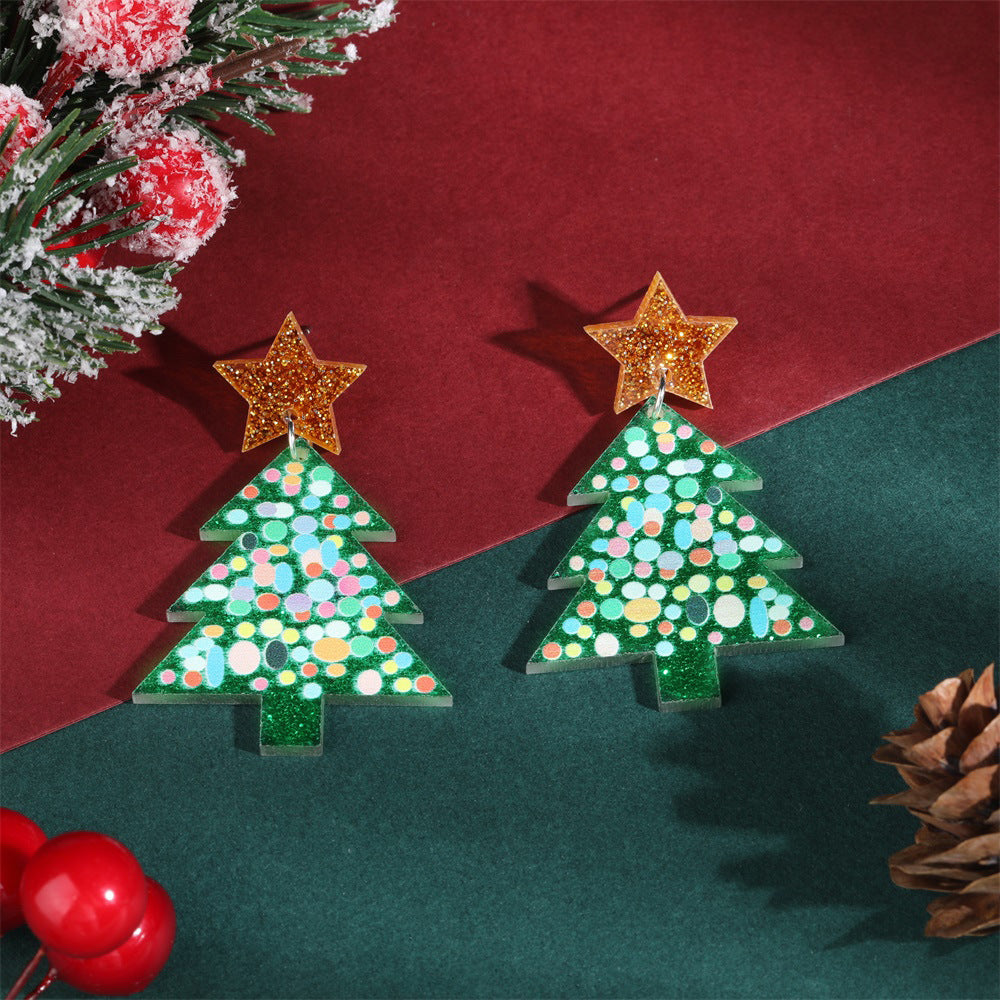 Wholesale Christmas Tree Christmas Hat Socks Elk Earrings