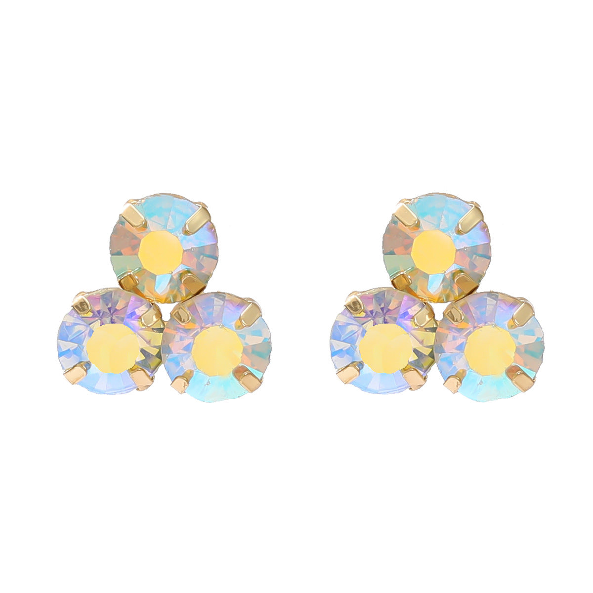 Wholesale Colored Diamond Round Flower Gemstone Earrings