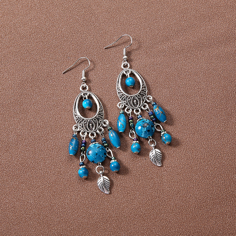 Wholesale Bohemian retro ethnic style ancient silver earrings