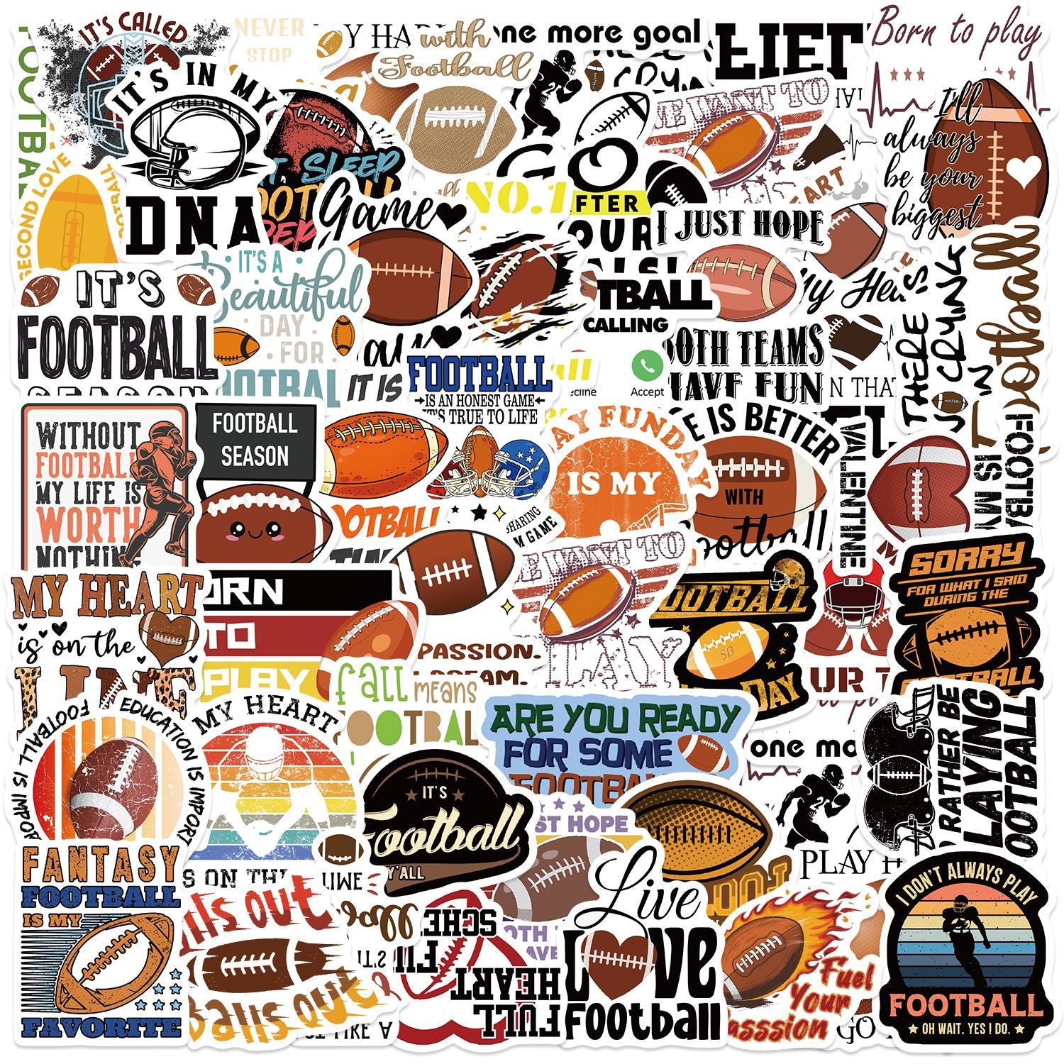 Wholesale 50pcs Football Letter Cartoon Graffiti Waterproof Vinyl Stickers